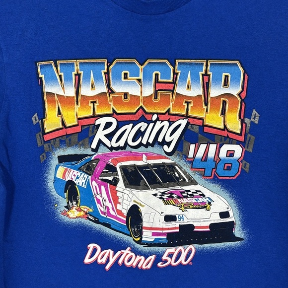 NASCAR Daytona 500 Graphic Tee Shirt Short Sleeve Small Blue Vintage Retro Race - Picture 2 of 5